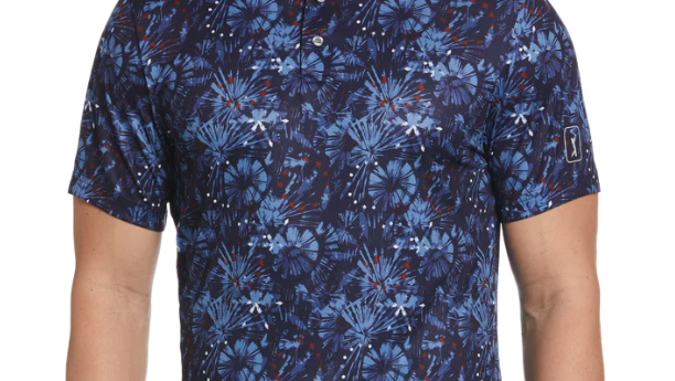 Men's Tie Dye Fireworks Print Golf Polo